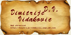 Dimitrije Vidaković vizit kartica